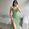Women's Clothing 2025 Summer New Fashion Sexy V-neck Split Slim Suspender Dress