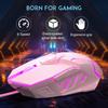 Игровая мышь MageGee G10 с дышащей светодиодной подсветкой, 6 регулируемых настроек DPI до 3200, эргономичная, оптическая, для ПК с Windows, розовая, проводная, 7-цветная подсветка,