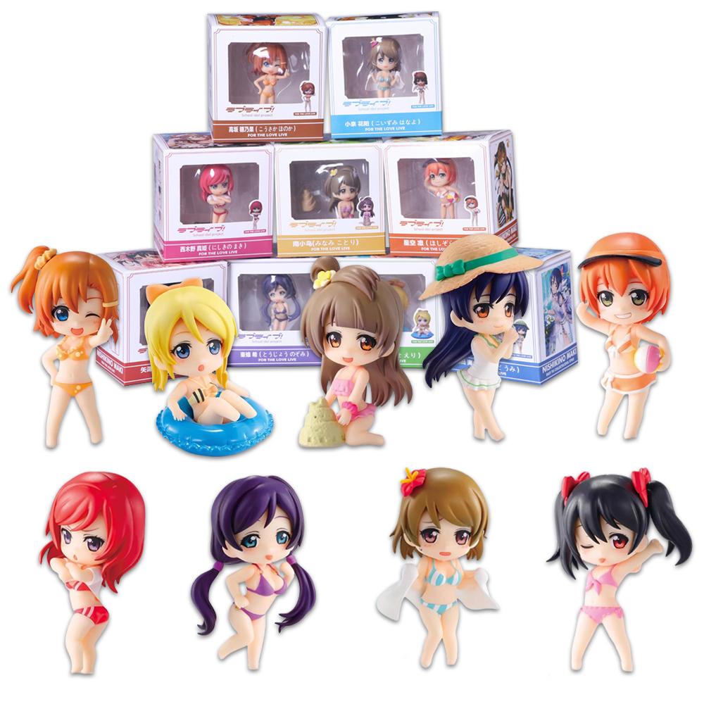 9 шт. Фигурка Lovelive School Idol Project в купальнике Нико Ядзава Маки Нисикино Рин Хошизора Элли Модель Игрушка Подарок Фигурка