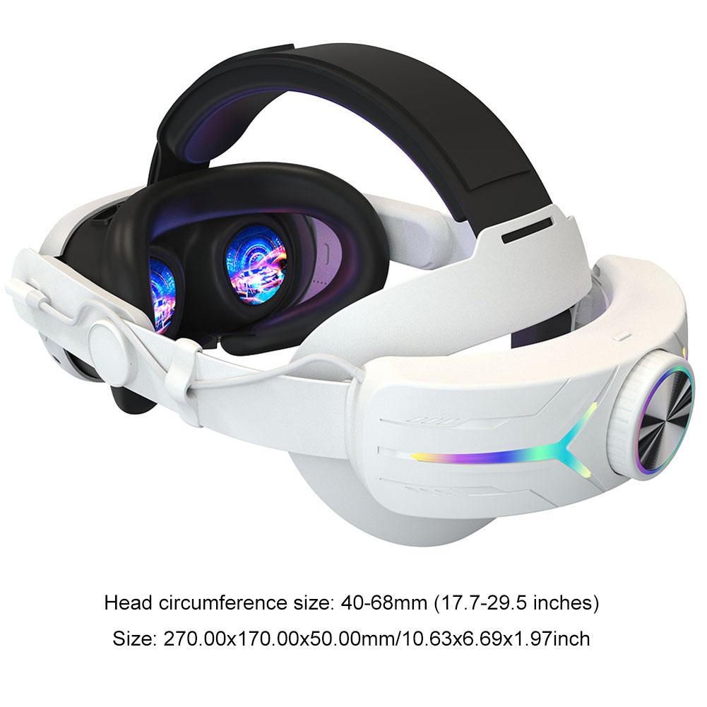 RGB-подсвечиваемый ремешок для VR-шлема Meta Quest 3 - Быстрозаряжаемая батарея 8000 мАч и дизайн для снятия давления для повышенного комфорта