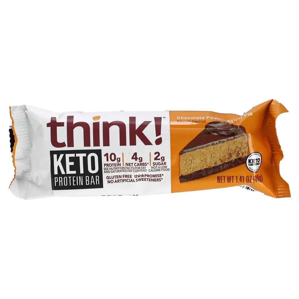 Think!, Keto Protein Bar, Chocolate Peanut Butter Pie, 5 bars, 1.41 oz (40 g) each
