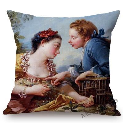 French Royal Painting Francois Boucher Ancient Greek Myth Venus Cupid Angels Floral Retro Decor Throw Pillow Case Cushion Cover