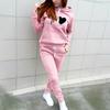 Women's Heartbeat Print Hoodie & Sweatpants Set - Spring/Autumn Fashion Casual Sportswear