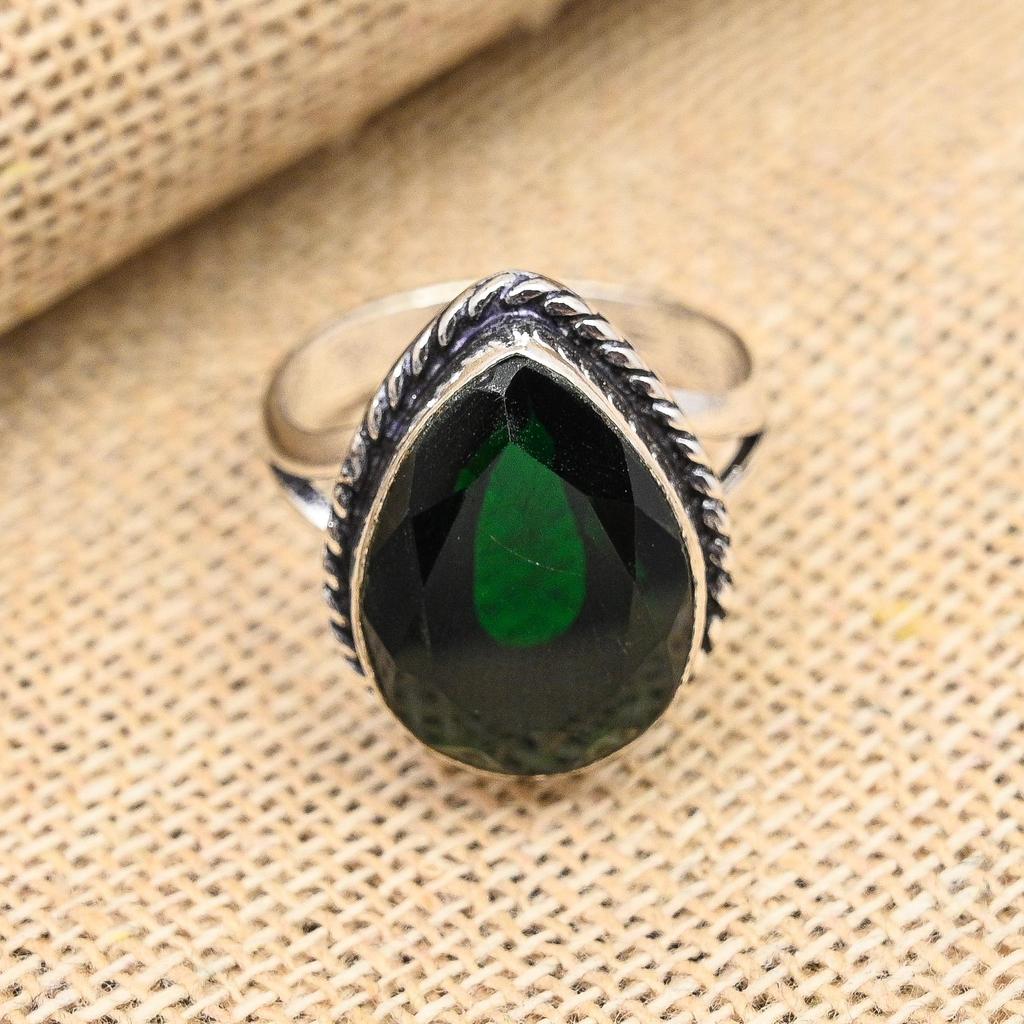 Ювелирные изделия ручной работы из хром-диопсида, кольцо из стерлингового серебра 925 пробы