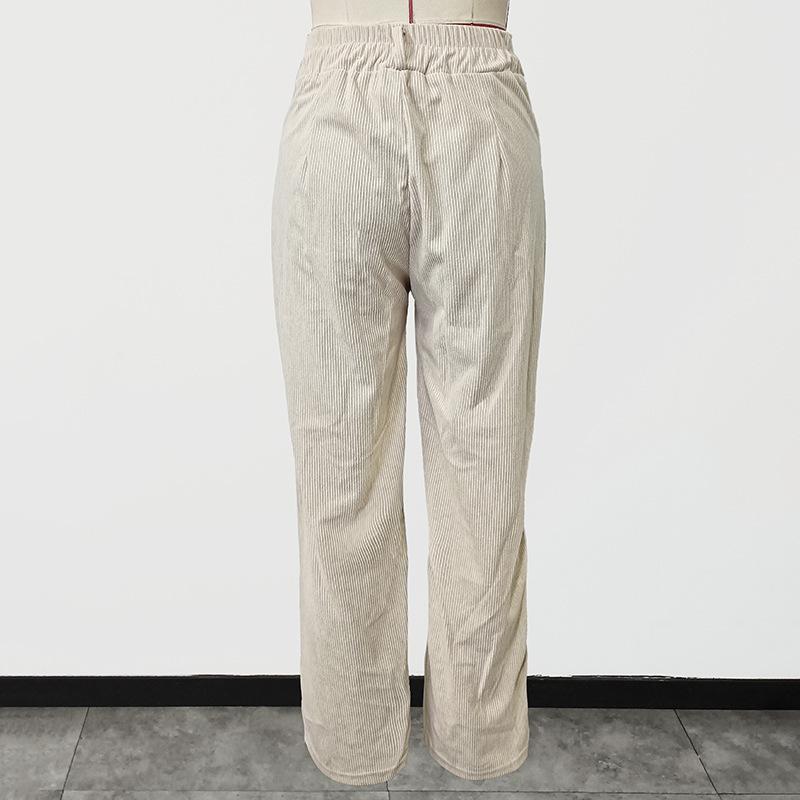 Весенние и осенние женские брюки Simple Temperament с высокой талией, прямые повседневные вельветовые брюки