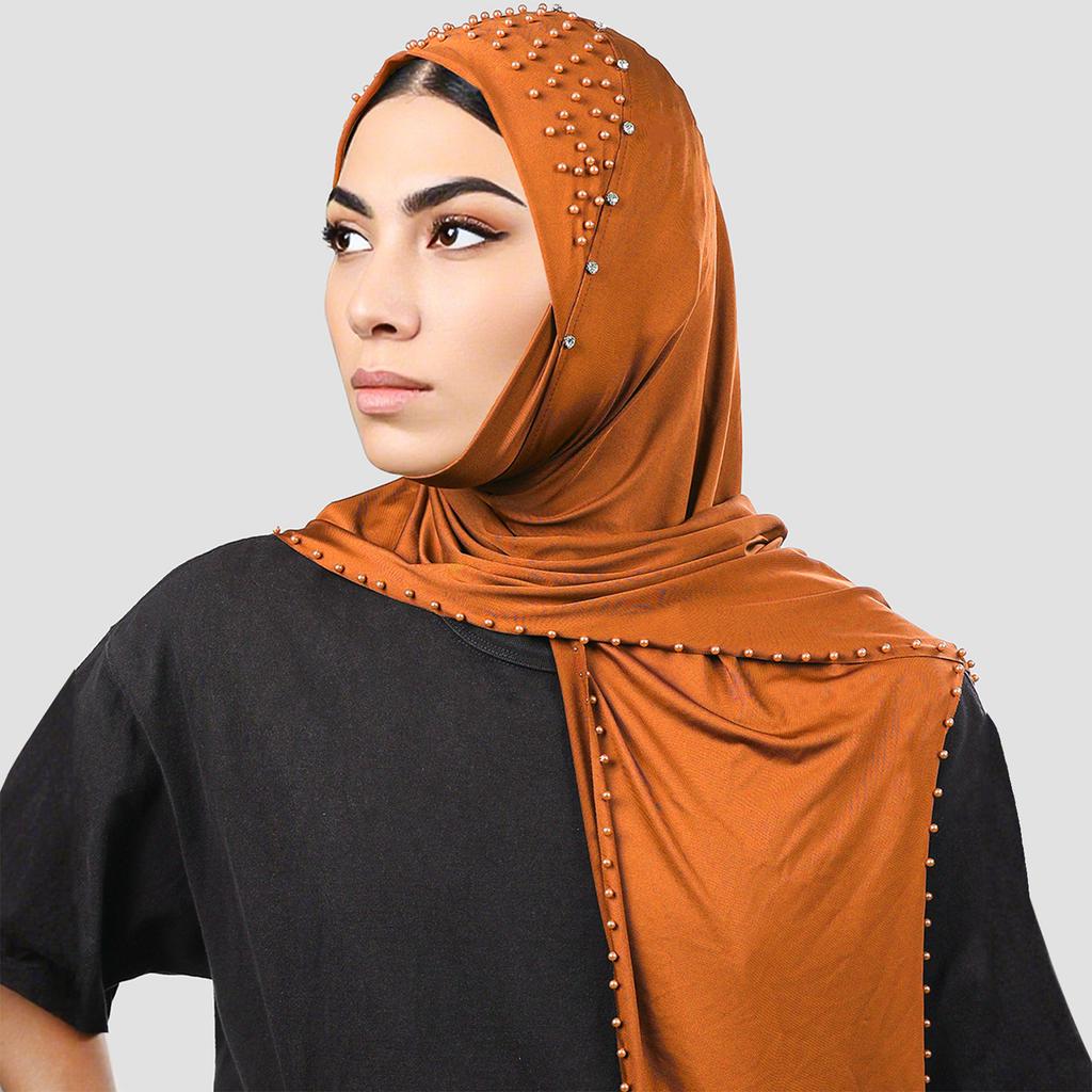 Женский платок на голову, шляпа, платок с бусинами, повязка на голову, платок из молочного шелка высокой эластичности