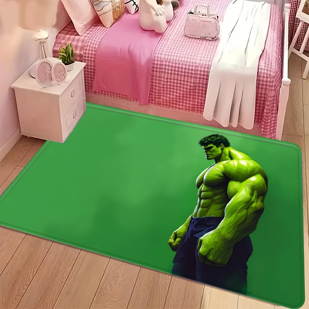Marvel 1pc Cartoon Print Floor Mat, The Incredible Hulk Muscle Design with Green Background Pattern, Easy to Clean, Suitable f