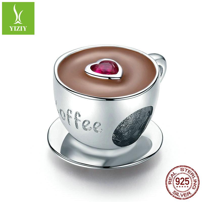 Еда Десерт Послеобеденный чай Коллекция шоколадных бусин Карта, Летний напиток Серебряные бусины 925 пробы