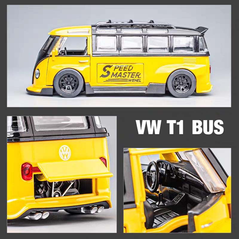 DDM Volkswagen T1 Transporter Автобус Модифицированный Симуляция Литой и Игрушечный Транспорт Звуки и Свет Инерционная Машина 1:Модель из сплава 32