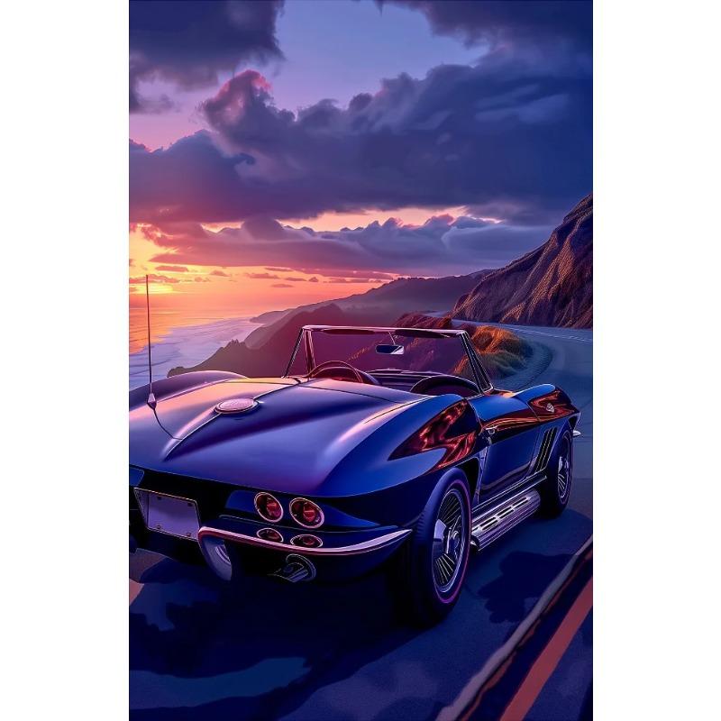 Classic Cool Supersport Car Sunset Colorful Posters and Prints Canvas Printing Wall Art Picture for Living Room Home Decora Gift
