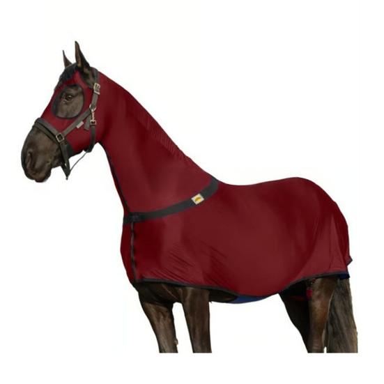 Попона для лошади на все тело с капюшоном на молнии, обертышем для живота, эластичная дышащая, для пони, эластичный чулок, слинки с защитой шеи, конные принадлежности