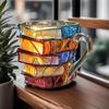 Кружка 11 унций с росписью в виде книг Новинка 3D расписанные книги Кружка для кофе Уникальная цветная стопка книг из смолы Коллекция Чашек для кофе Подарки