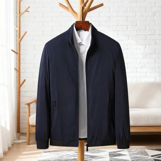 Мужская куртка со стойкой, длинными рукавами и застежкой-молнией, ветрозащитная куртка с карманами, стильная и темпераментная мужская верхняя одежда