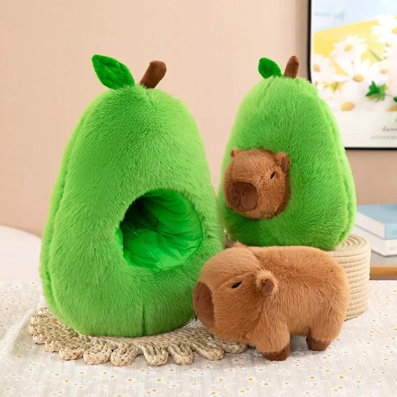 ***35cm *Hut Plush Capibala Doll Soft Animal Avocado Mouse Plush Toys Avocado Doll Children's and Girls' Gift Capybara Pillow