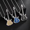 Exquisite High Quality Stainless Steel Electric Guitar Shape Pendant Necklace Men and Women Music Love Rock Jewelry