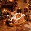Плюшевая лежанка для собаки для дома, Рождественские сани с собакой, нескользящая основа, Успокаивающий диван для питомца, Прочный, для кошек, для улицы, Веселый домик для щенков, Снятие стресса
