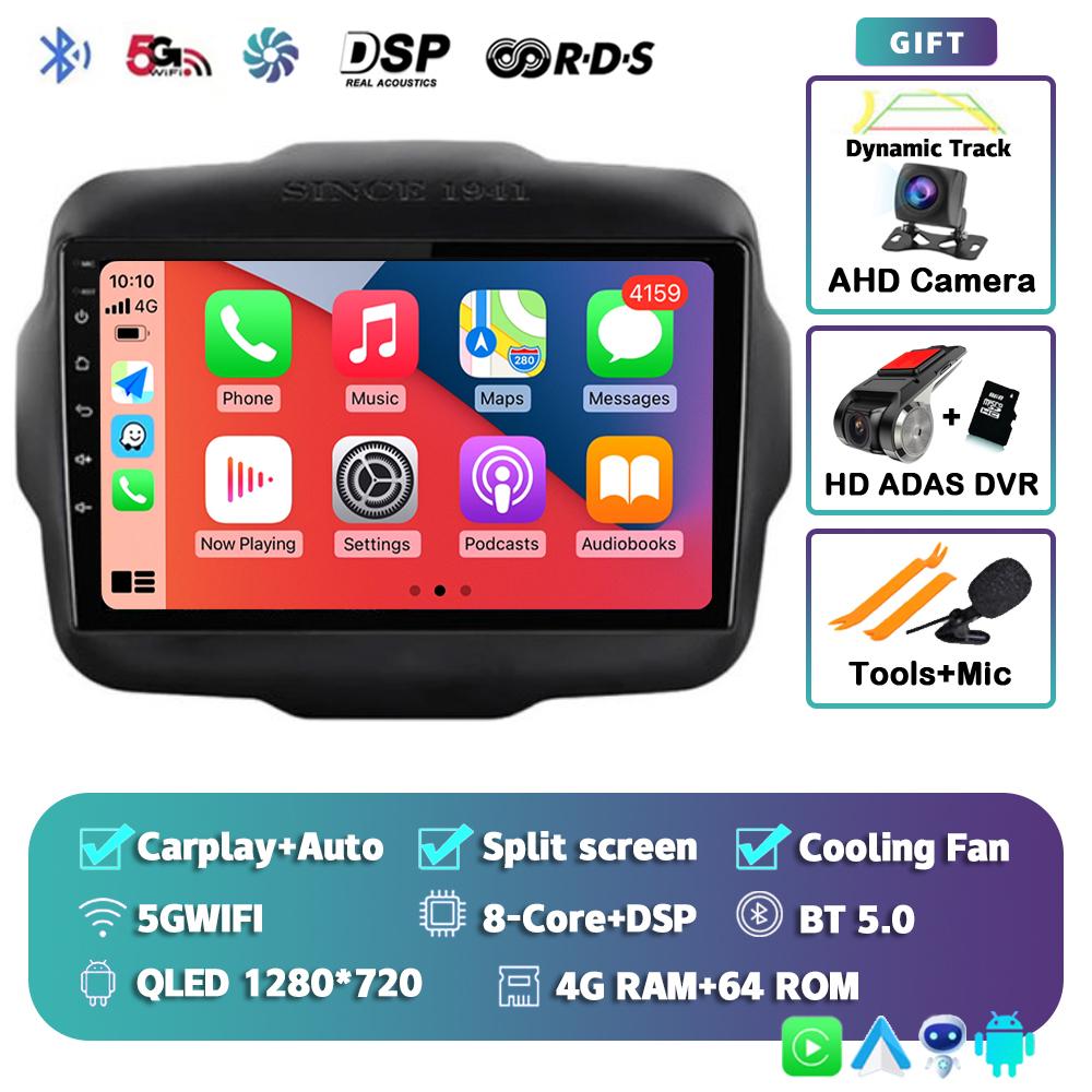 Android 14 Carplay Auto Car Radio For Jeep Renegade 2016-2020 GPS Navigation Multimedia Video Player Autoradio Stereo WIFI+4G BT