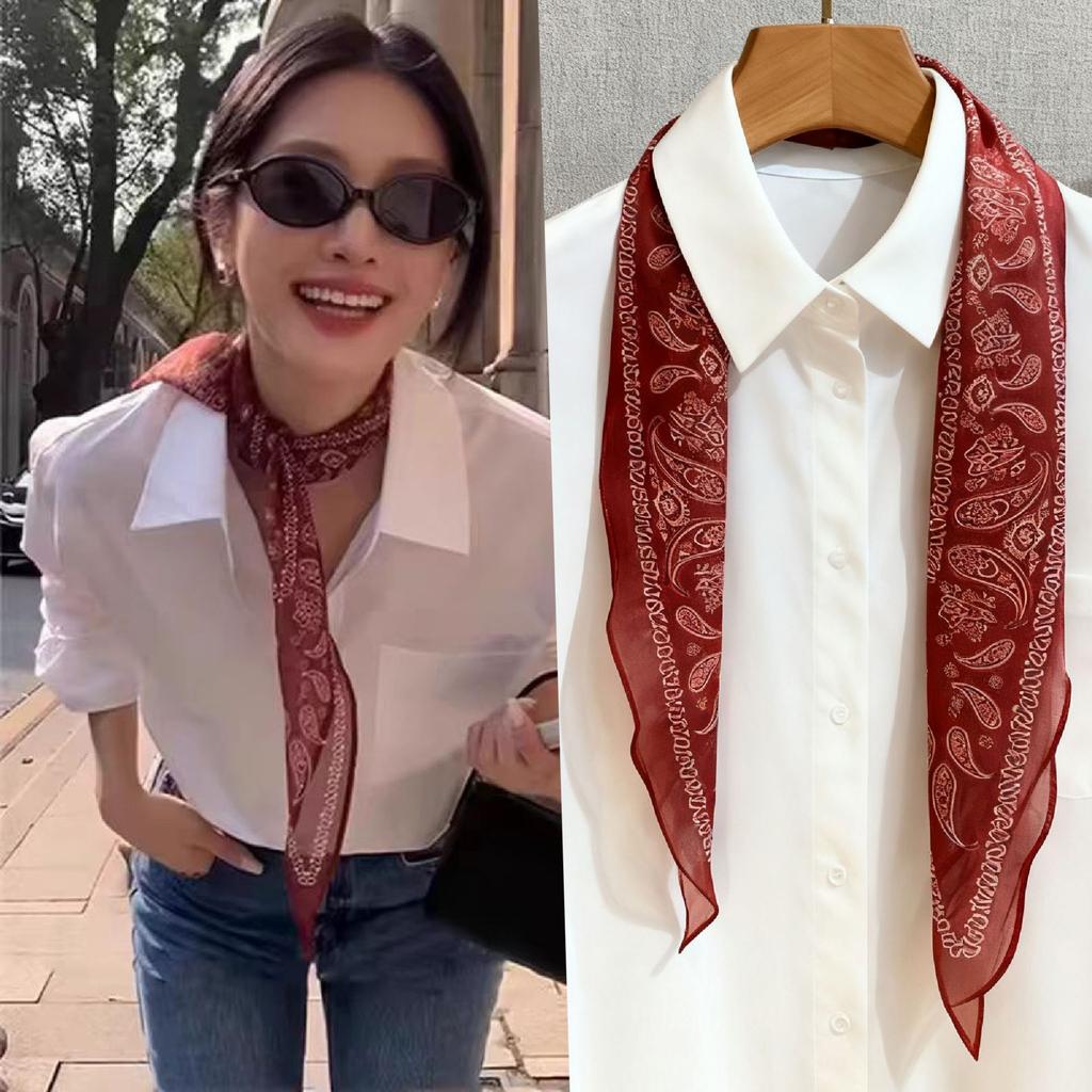 Luxury Paisley Print Tie-Dye Triangular Scarf Headcloth Women Lightweight Neckerchief New Fashion All-Matching Scarfs Jeans Belt