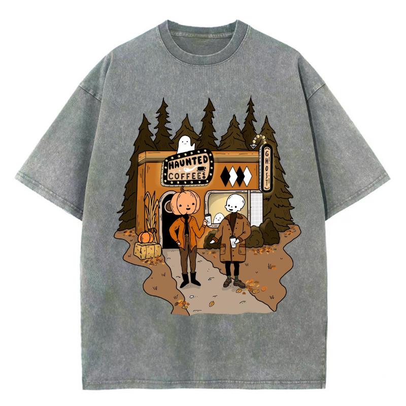 Футболка-пародия с принтом тыквы на Хэллоуин, женская, стираная, большого размера, с коротким рукавом, в стиле Арадзюку, американский винтажный топ