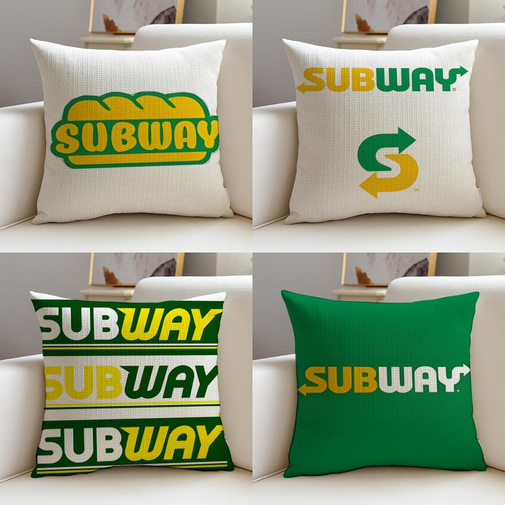 Classic SSubwayS Cushion Cover Breathable and skinfriendly linen pillowcase square removable and washable cushion