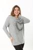 Женская блузка большого размера Серая шерстяная блузка из вискозы большого размера с каменной деталью спереди