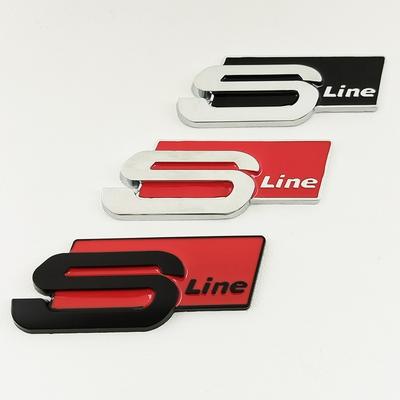 G23D Metal Large S Line Emblem Car Fender Side Sticker Rear Trunk Badge For Qq1 Sline S6 S7 SQ5 SQ7 A3 A4 A5 A6 A7 Q3 Q4 Q5 Q7 TT