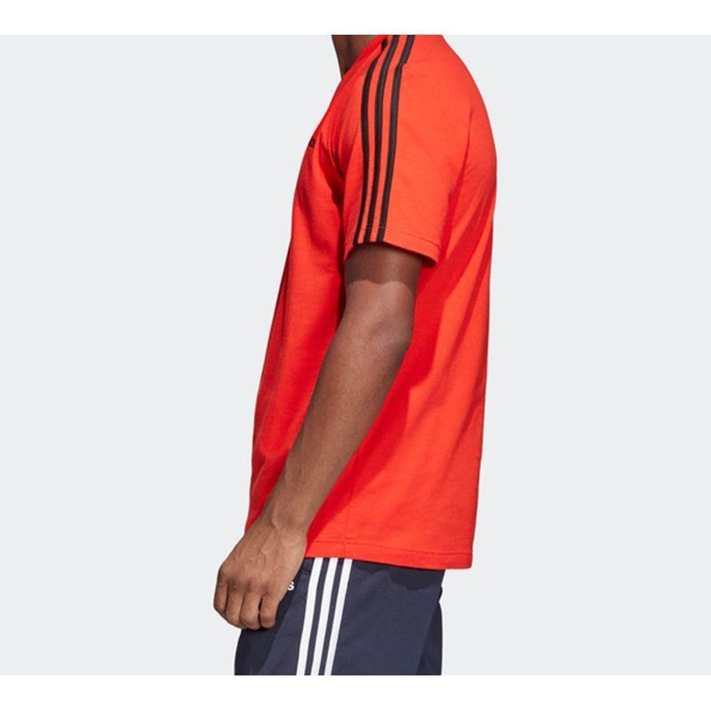 Adidas Classic 3-Stripes Training Sports Round Neck Short Sleeve T-Shirt Men Tops Red DU0444