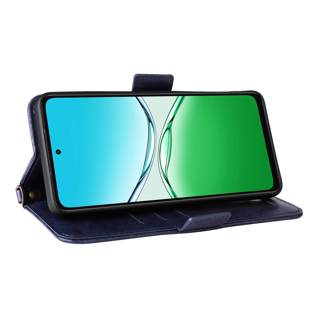 For Oppo A5x 5G/4G Leather Case Magnetic Closure Wallet Stand Phone Cover with Crossbody Strap