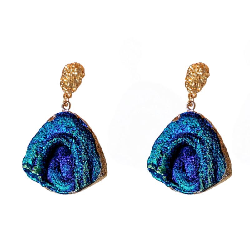 Серебряные игольчатые синие металлические серьги неправильной формы - морщинистые, легкие, роскошные, высококачественные, подчеркивающие темперамент и индивидуальность аксессуары