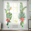 Watercolor Tropical Plants Tulle Window Curtains for Living Room Yarn Sheer Voile Curtain for Bedroom Kitchen Drape Decor