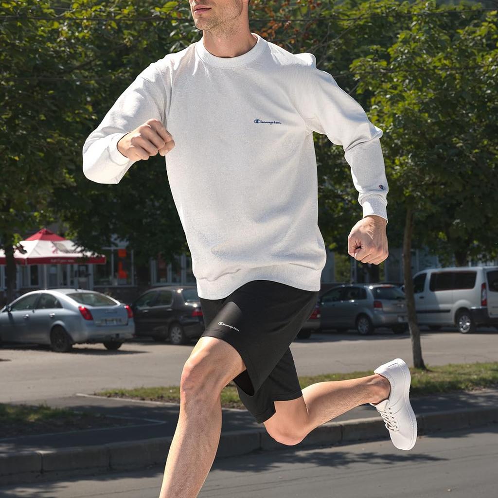 Champion Long Sleeve Fleece Crew Neck Sweatshirt with Embroidered Script Size XL Men's Logo, Black, (C3-YS050Z)