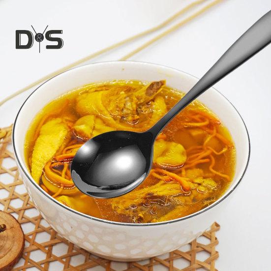 Ложка для супа, не содержащая BPA, пищевая ложка из нержавеющей стали, кухонная ложка с длинной ручкой, столовая посуда, инструмент