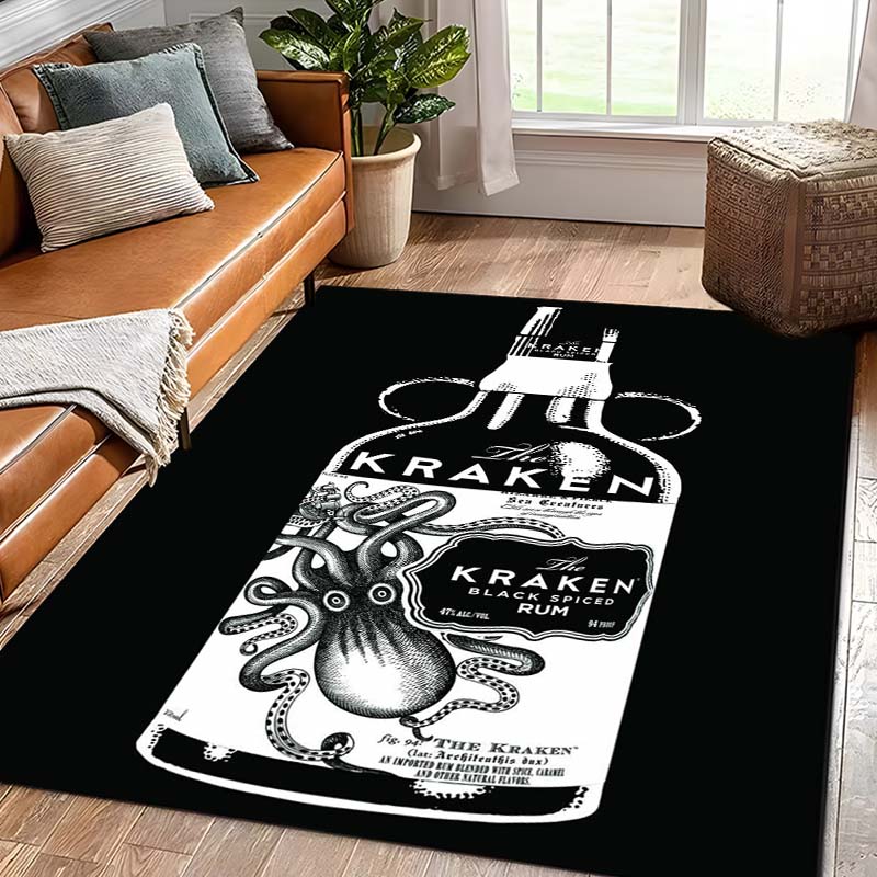 Пряный ром Kraken-Black Pattern Ковры Спальня Игровые коврики Декор спальни Ковер Ковер для гостиной Коврик для ползания Рождественский подарок Ковер