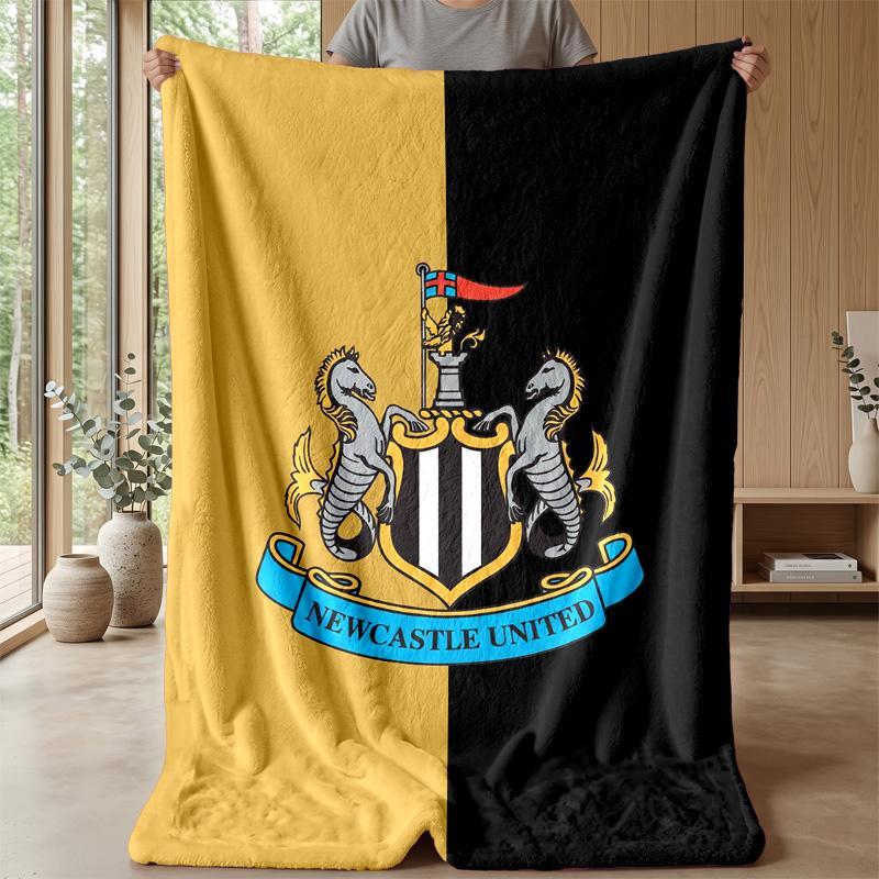 Newcastle United Football Print Flannel Blanket, Soft Warm Lightweight Throw Blanket for Sofa Bed Camping