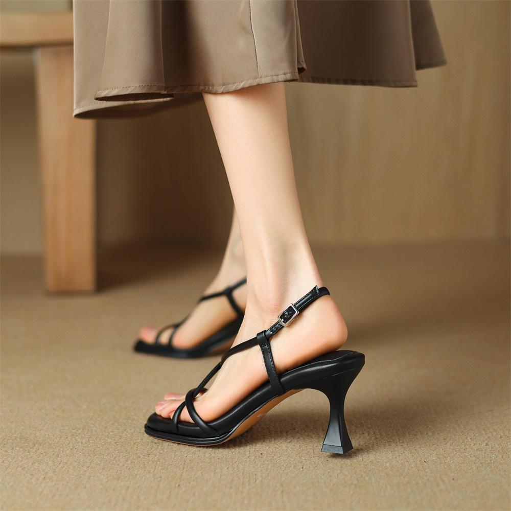 Taoffen Летние лаконичные модные женские босоножки на тонком каблуке с узким ремешком, сандалии с открытым носком на пятке, легкая женская обувь с перекрестной завязкой