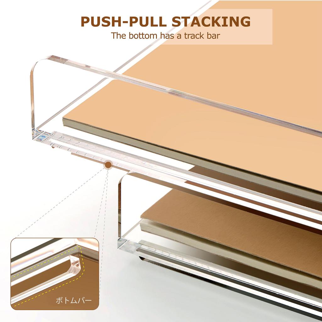 Acrylic Letter Fits A4 Ideal for Home Stationery Stackable for Space Horizontal Wide x Deep x 4cm Set of 4 Case/Document Tray, Size, Office, Desk,