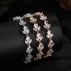 ZAKOL Exquisite Shiny Flowers Cubic Zirconia Bracelet Bangle for Women Silver Color Engagement Wedding Fashion Jewelry