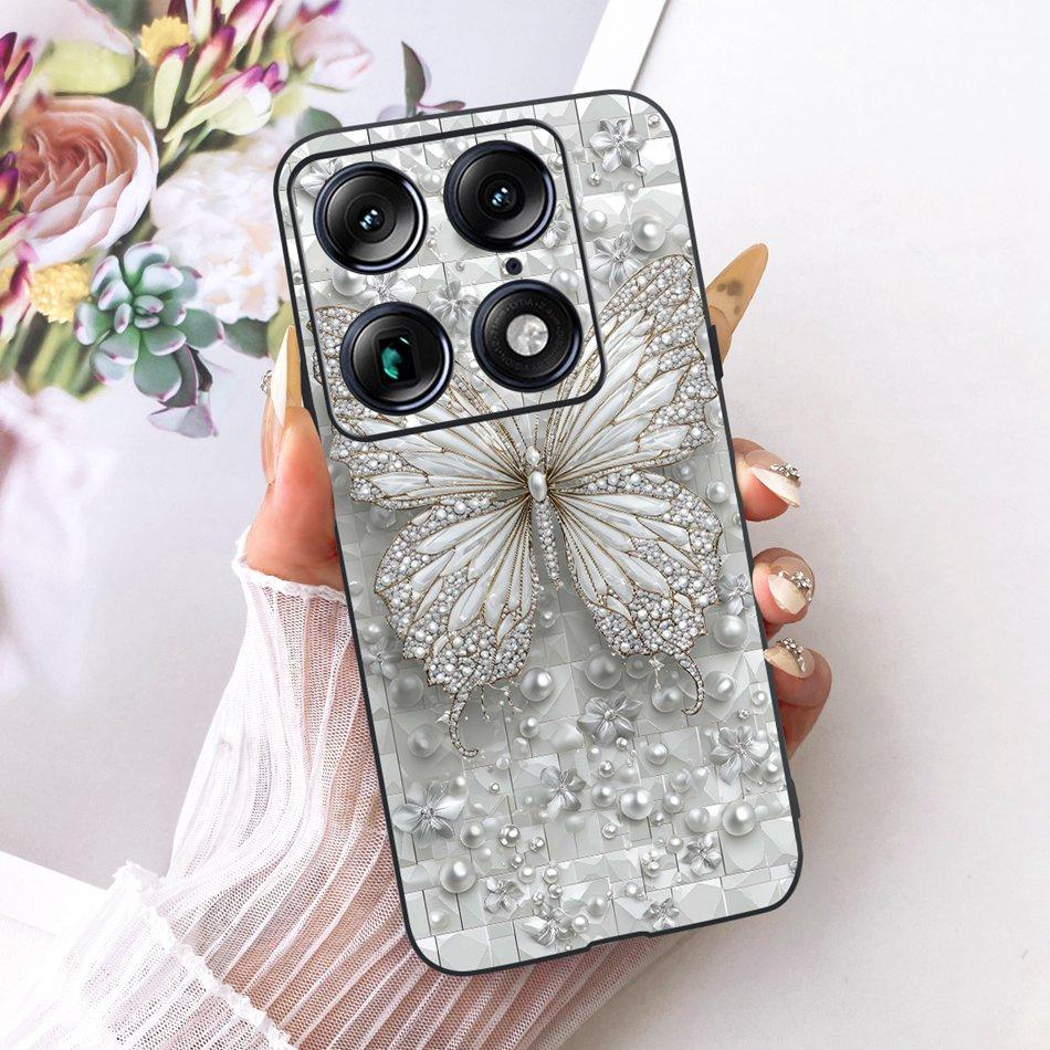 For Motorola Signature Cute Flower Butterfly Cat Painted Case For Motorola Signature XT2603-2 Black Silicone Soft Phone Cases