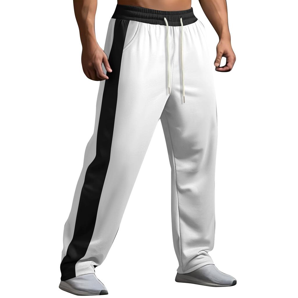 Men's Summer Drawstring Casual Color Block Pants Men's Breathable Sports Trousers