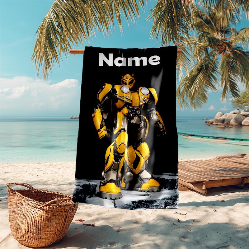 Personalized customized proof beach towel with Bumblebee pattern - soft, absorbent, quick-drying, perfect swimming, camping&bathing