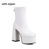 Short Stretch Boots for Women Super Thick High Heel Gold Shoes Silver Chunky Platform Winter Sexy Women Boots