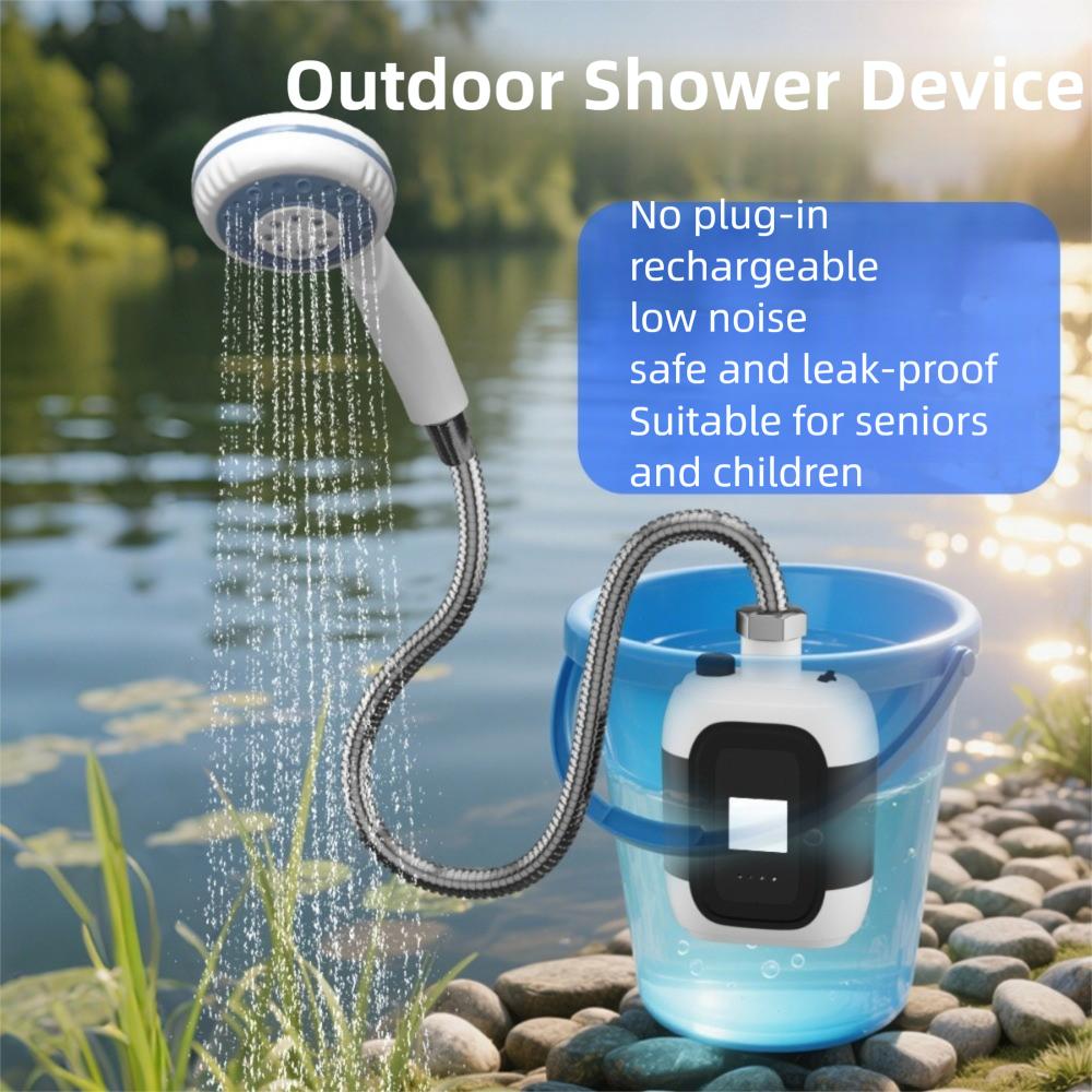 High Power Portable Camping Shower Shower Pump Rechargeable Outdoor Shower Set Lightweight Waterproof Outdoor Bathing Supplies