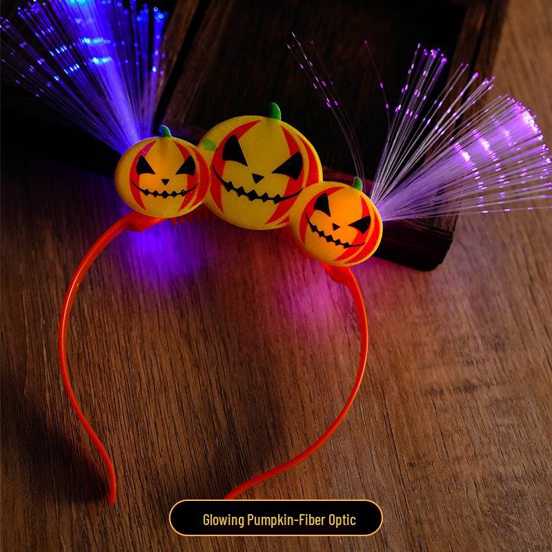 Luminous Halloween Pumpkin Devil Horn Headband for Concerts and Parties