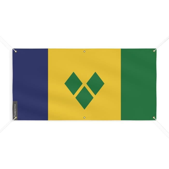 Bannière - Saint-Vincent-et-les-Grenadines - 90x180cm - Polyester - 6 Oeillets - Rectangulaire