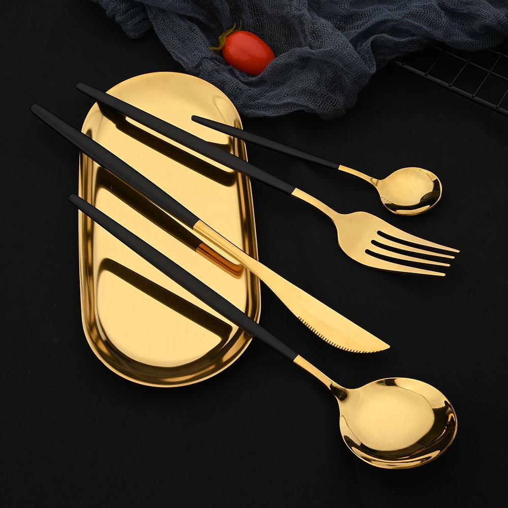 16pcs Pink Gold Dinnerware Tableware Set Mirror Stainless Steel Cutlery Kitchen Knife Fork Spoon Restaurant Wedding Flatware Set