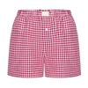 Shorts for Women Teen-girls Elastic Waistband Pull-on Red Blue Plaid Shorts Outfit Casual Lounge Summer Shorts
