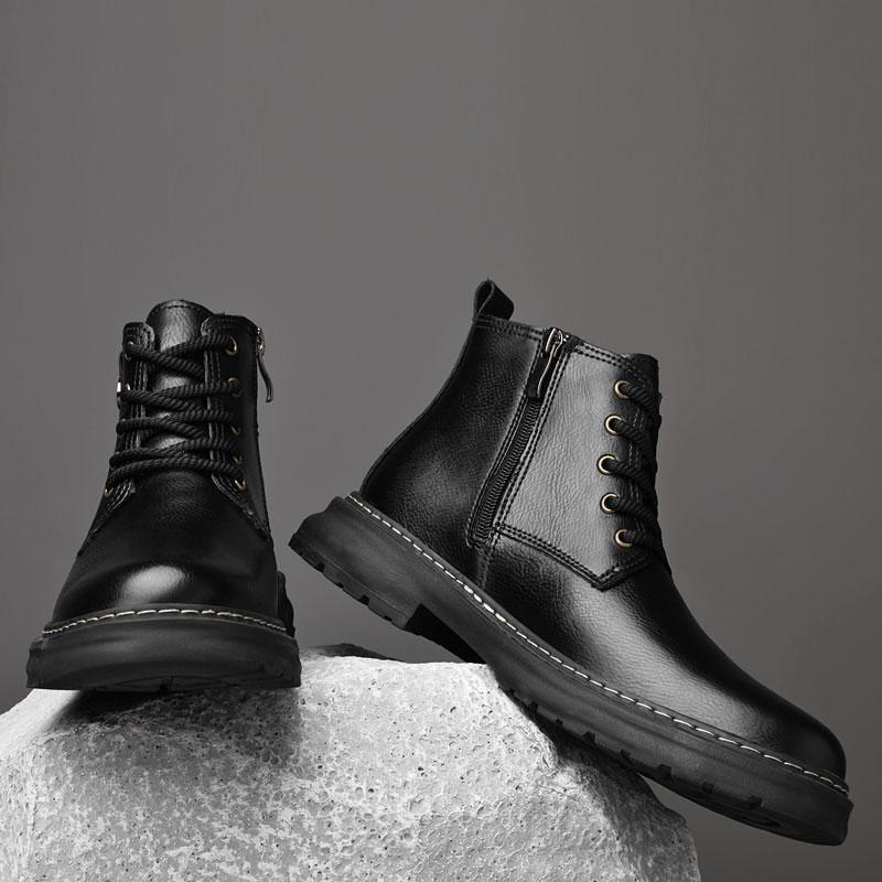 Модная мужская обувь, удобная обувь с высоким верхом 2024 года, мужские мотоциклетные ботинки на шнуровке, классические ботинки ручной работы для мужчин