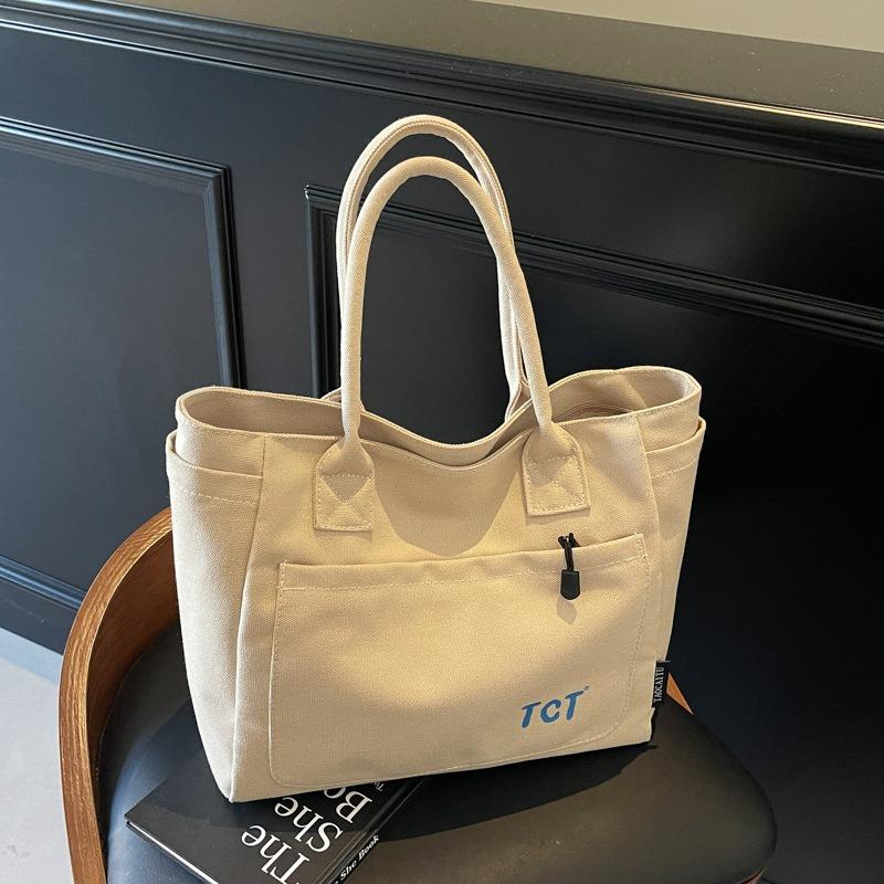 Women's Bag New Shoulder Bag Women's Bag Simple and Fashionable Large Capacity Trend Portable Solid Color Canvas