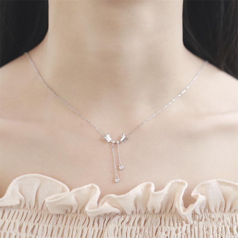 Fashion Link Chain Choker Necklaces for Women 925 Silver Butterfly Pendants Necklace Statement Jewelry Wedding Party Gift