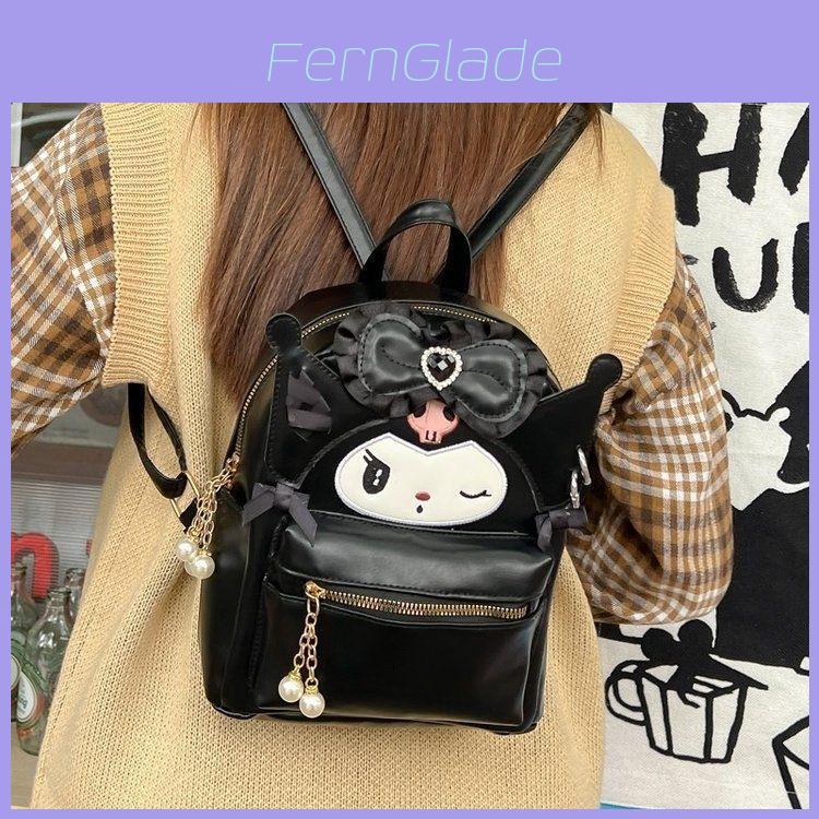 Sanrio Kuromi And My Melody Cartoon Pu Leather Backpack With Large Capacity For School And Daily Use